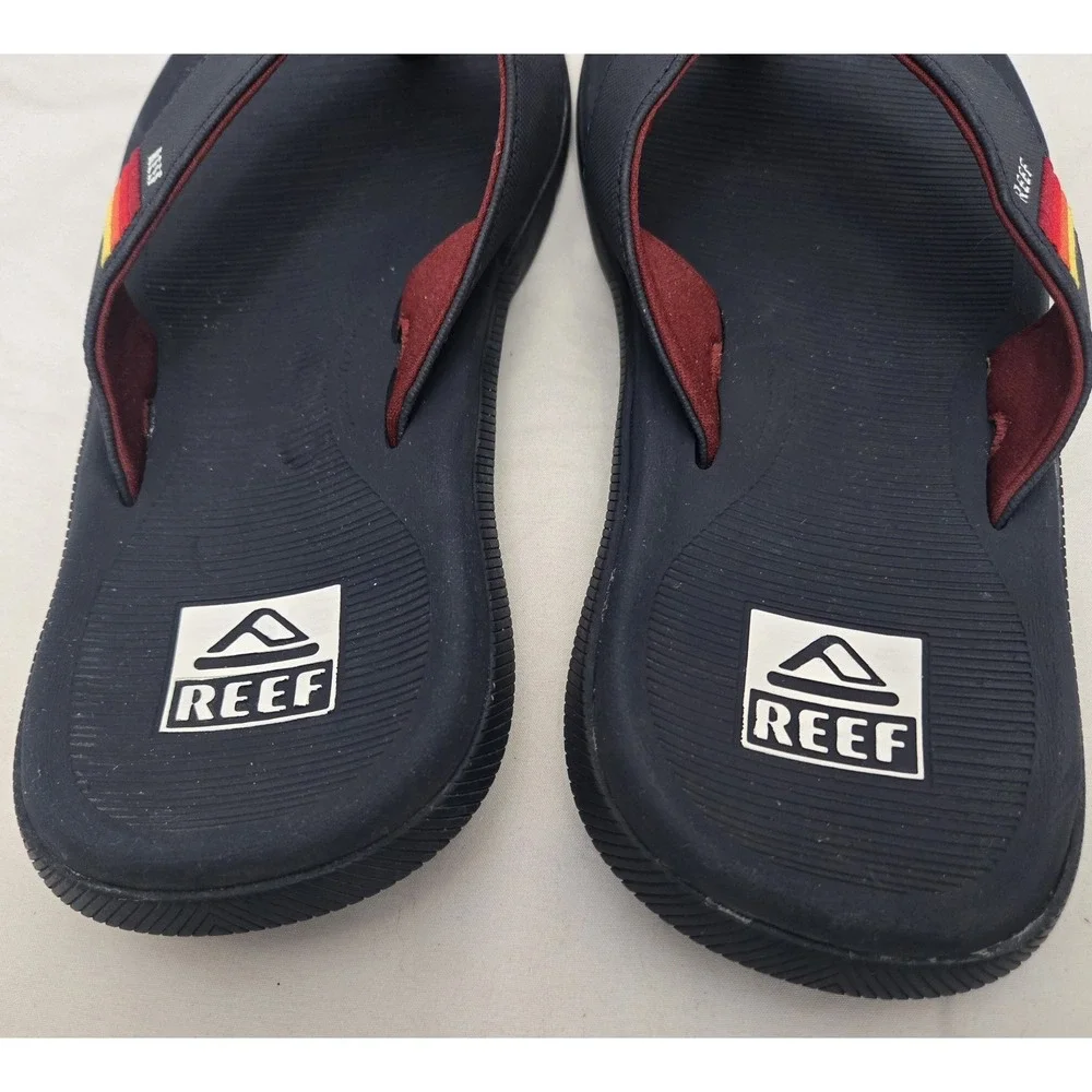 Reef Men's Santa Ana Flip Flops Navy Blue Water-Friendly Comfort Sandals Size 9